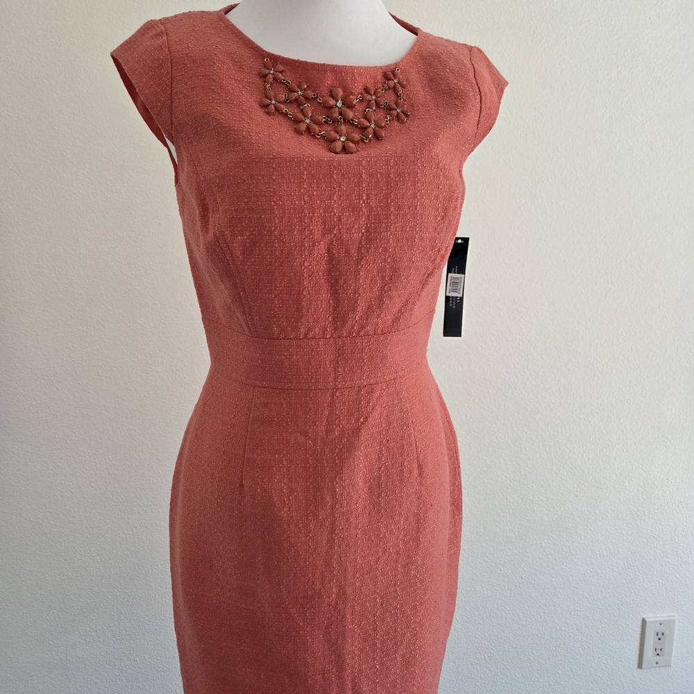 Elegant Coral Cap Sleeve Dress